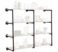 VEVOR Étagère Murale Tuyau Industrielle, 4 Niveaux, Support Mural Flottant Rangement pour Planche 30 cm Non Incluse, Lot de 3, pour Articles Divers de Cuisine, Chambre à Coucher, Salle de Bain, Salon