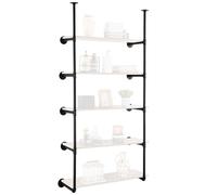 VEVOR Étagère Murale Tuyau Industrielle, 5 Niveaux, Support Mural Flottant Rangement pour Planche 25 cm Non Incluse, Lot de 2, pour Articles Divers de Cuisine, Chambre à Coucher, Salle de Bain, Salon
