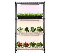 VEVOR Support Plantes Intérieur avec Lampe de Croissance, Étagère Plantes 4 Niveaux en Métal, 150 cm, 90 W, avec Roulettes, 3 Modes Couleur Éclairage Réglables, Meuble Présentoir pour Pots de Fleurs