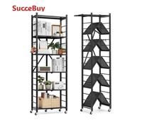 VEVOR Étagère Pliante Mobile, 6 Niveaux, Étagère Pliante à Roulettes, 61x30x183 cm, Métal Robuste, Charge Statique 340 kg Dynamique 90,7 kg, Meuble de Rangement pour Garage, Cuisine, Sous-sol, Noir 4