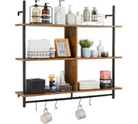 VEVOR Étagère tubulaire industrielle, 3 niveaux, 105,6 x 25,9 cm, montage mural, étagères en bois rustiques flottantes, support, étagère d'exposition, étagère à livres, étagère de stockage, support po