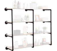 VEVOR Étagère tubulaire industrielle, 4 niveaux, 3 pièces, largeur de planche applicable 11,8 pouces, montage mural, étagères en bois rustiques flottantes, support, bibliothèque, support de rangement