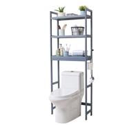VEVOR Étagère WC, Meuble de Rangement au-Dessus des Toilettes Réglable 3 Niveaux, Étagère de Salle de Bain avec 3 Crochets, Organisateur pour la Lessive, Convient à la Plupart des Toilettes Buanderie