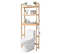 VEVOR Étagère WC, Meuble de Rangement au-Dessus des Toilettes Réglable à 3 Niveaux, Étagère de Salle de Bain Autoportante, avec 3 Crochets, Organisateur Convient à la Plupart des Toilettes, Buanderie