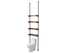 VEVOR Étagère WC Réglable à 4 Niveaux, Meuble de Rangement au-Dessus des Toilettes en Acier à Faible Teneur en Carbone, Étagère de Salle de Bain, Convient à la Plupart des Toilettes, Buanderie