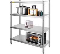 VEVOR étagères étagères Inox de Rangement de Cuisine Capacité de Charge Lourde 150kg Table à épices à 4 Niveaux avec Accessoires d'Assemblage Meuble pour