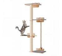 VEVOR Étagères Murales pour Chat 125cm, 4 Plateformes de Saut, Ensemble de Meubles Muraux, Charge 18,14 kg, Étagère Flottante d'escalade, Perchoir pour Chat en Bois de Pin 12 mm pour Dormir, Jouer