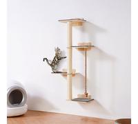 VEVOR Étagères Murales pour Chat 125cm, 4 Plateformes de Saut, Ensemble de Meubles Muraux, Charge 18,14 kg, Étagère Flottante d'escalade, Perchoir pour Chat en Bois de Pin 12 mm pour Dormir, Jouer