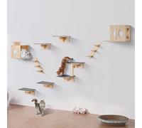 VEVOR Étagères Murales pour Chat, Lot de 9, Ensemble de Meubles Muraux avec Plateformes à Sauter, Charge 18,14 kg, Étagère Flottante d'escalade, Perchoirs Nids pour Chat pour Dormir, Jouer, Grimper
