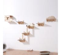 VEVOR Étagères Murales pour Chat, Lot de 5, Ensemble de Meubles Muraux avec Plateformes à Sauter, Nid, Perchoir, Arbre à Chat, Charge 18,14 kg, Étagère Flottante d'Escalade pour Dormir, Jouer, Grimper