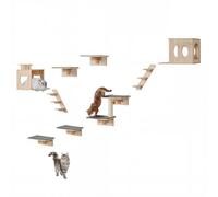 VEVOR Étagères Murales pour Chat, Lot de 9, Ensemble de Meubles Muraux avec Plateformes à Sauter, Charge 18,14 kg, Étagère Flottante d'escalade, Perchoirs Nids pour Chat pour Dormir, Jouer, Grimper