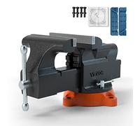 VEVOR Étau d'Établi/Atelier Polyvalent Ouverture Largeur Mâchoire 15,2 cm avec Enclume Fonte Ductile 7,3x8 cm Base Pivotante 360° avec Boulons pour Perçage Coupe Serrage Tuyaux