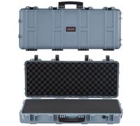 VEVOR Étui Rigide pour Fusil 93 cm, Mallette pour Armes Longues Verrouillable, avec 4 Couches de Mousses Prédécoupées et Roulettes, Valise à Arme Carabine Étanche IP67 et Anti-poussière, Gris