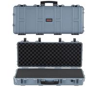 VEVOR Étui Rigide pour Fusil 93 cm, Mallette pour Armes Longues Verrouillable, avec 4 Couches de Mousses Prédécoupées et Roulettes, Valise à Arme Carabine Étanche IP67 et Anti-poussière, Gris