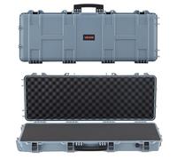 VEVOR Étui Rigide pour Fusil Verrouillable 104,2 cm, Mallette pour Armes Longues avec Mousses Prédécoupées et Roues, Valise à Arme Étanche IP67 et Anti-poussière, Rangement pour Carabine, Gris