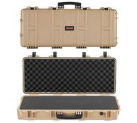 VEVOR Étui Rigide pour Fusil Verrouillable 93 cm, Mallette pour Armes Longues avec 4 Couches de Mousses Prédécoupées et Roues, Valise à Arme Étanche IP67 et Anti-poussière, pour Carabine, Kaki