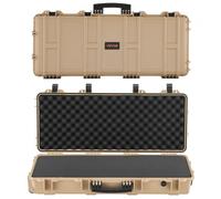 VEVOR Étui Rigide pour Fusil Verrouillable 93 cm, Mallette pour Armes Longues avec 4 Couches de Mousses Prédécoupées et Roues, Valise à Arme Étanche IP67 et Anti-poussière, pour Carabine, Kaki