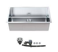 VEVOR Évier Cuisine 1 Bac 71 x 41 x 23 cm Évier à Encastrer pour Meuble Bas Évier sous Plan en Acier Inoxydable 304 Grande Espace de Stockage avec Kit de Drainage Filtre pour Bar Buanderie Restaurant