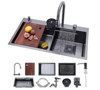VEVOR Évier Cuisine 1 Bac, Évier à Encastrer 85 cm en Acier Inoxydable, pour Vaisselle Camping-car Buanderie Bar Maison, Bac à Laver de Cuisine avec Rebord et Accessoires, Montage Encastrable