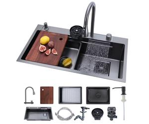 VEVOR Évier Cuisine 1 Bac, Évier à Encastrer 85 cm en Acier Inoxydable, pour Vaisselle Camping-car Buanderie Bar Maison, Bac à Laver de Cuisine avec Rebord et Accessoires, Montage Encastrable