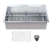 Évier Cuisine -VEVOR-1 Cuve 83,8 x 55,9 x 23cm,Éviers à Encastrer en Acier Inoxydable 304,pour Bar Buanderie Restaurant Bar Maison