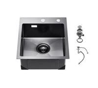 VEVOR Évier de Cuisine 40 cm à Montage par le Haut en Acier Inox 304, Cuve Simple à Poser avec Accessoires pour Camping-car, Bar, Lave-vaisselle Ménager - Noir