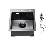 VEVOR Évier de cuisine 40 cm, évier à montage par le haut en acier inox 304, évier à poser à encastrer cuve simple avec accessoires, évier de lave-vaisselle ménager pour camping-car cuisine bar, noir