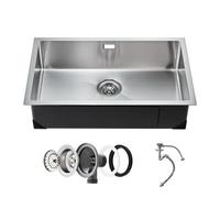 VEVOR Évier de cuisine, 70 cm, évier sous plan en acier inox 304, évier à encastrer cuve simple avec accessoires, évier de lave-vaisselle ménager pour camping-car, cuisine de préparation, buanderie