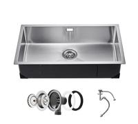VEVOR Évier de cuisine, 76 cm, évier sous plan en acier inox 304, évier à encastrer cuve simple avec accessoires, évier de lave-vaisselle ménager pour camping-car, cuisine de préparation, buanderie