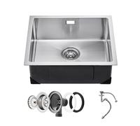 VEVOR Évier de cuisine, 50 cm, évier sous plan en acier inox 304, évier à encastrer cuve simple avec accessoires, évier de lave-vaisselle ménager pour camping-car, cuisine de préparation, buanderie