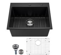 VEVOR Évier de Cuisine en Granit de 63,5 cm à Cuve Simple pour Bar Camping-car