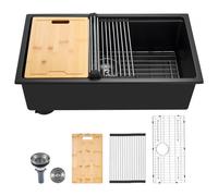 VEVOR Évier de Cuisine en Granit de 76,2 cm sous Plan à Cuve Simple pour Bar