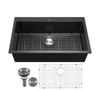 VEVOR Évier de Cuisine en Granit de 83,8 cm à Cuve Simple pour Bar Camping-car