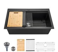 VEVOR Évier de Cuisine en Granit de 84x56 cm à Cuve Simple pour Bar Camping-car