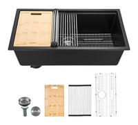 VEVOR Évier de Cuisine Moderne en Granit de 83,8 cm, Évier sous Plan à Large Cuve Simple, Bac à Laver avec Accessoires Multiples, Nettoyage Facile, pour Camping-car, Maison, Bar, Restaurant, Noir