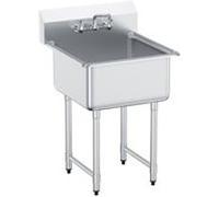 Evier de Préparation Commercial 1 Cuve en Inox 61x61 cm avec Dosseret