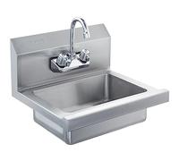 VEVOR Lave-Mains avec Robinet et Dosseret Lavabo Mural ou Encastré 432 x 381 x 330 mm Évier en Acier Inoxydable sans Fuite Vasque à Encastrer pour Restaurant Salle de Bain Toilette Cuisine Bar Garage