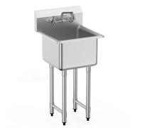 Évier commercial - VEVOR - 457x381x1041 mm,acier inoxydable,Capacité de charge 104 kg,Avec robinet et pieds,Dosseret