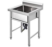 VEVOR Évier Inox de Cuisine 1 Bac Évier sur Pieds en Acier Inox Anti-Eclaboussures Lavabo Inox Professionnel pour Faire la Plonge Cuisine de Restaurants, Salle de Bain, Garages, Entrepôts 93x61x60cm