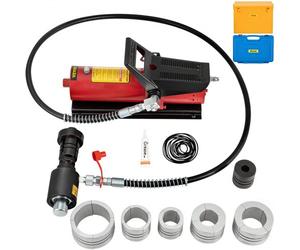 VEVOR Extenseur de tuyau d'échappement hydraulique, pompe à pédale 10 T avec 4 matrices, 2 étuis de rangement pour tubes en cuivre et aluminium dans la réparation automobile