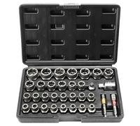 VEVOR Extracteur de Boulons et Écrous 29PCs Extracteurs de Goujons 6 mm à 10 mm et 10,5 mm à 19 mm Outils de Retrait de Goujons Cassés en Acier CR-MO avec Étui pour Enlever les Boulons Cassés Atelier