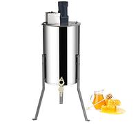 VEVOR Extracteur de Miel Électrique, 2/4 Cadres, Centrifugeuse Séparateur Miel 140 W Inox avec Couvercle Taille du Nid Abeilles Adaptée Profond 48x23 cm Moyen 48x16 cm Hauteur Réglable pour Apiculture