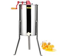 VEVOR Extracteur de Miel Manuel 3 Cadres Centrifugeuse Séparateur Miel | Pour Apiculture, Taille Nid d'Abeilles Adaptée Profond 48x23 cm Moyen 48x16 cm, Acier Inox, Hauteur Réglable, avec Couvercle
