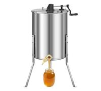 VEVOR Extracteur de Miel Manuel à 4/8 Cadres Centrifugeuse Séparateur Miel Acier Inox avec Couvercle Transparent, Support Réglable en Hauteur, Équipement d'Extraction de Nid d'Abeilles pour Apiculture