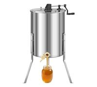 VEVOR Extracteur de Miel Manuel à 4/8 Cadres Centrifugeuse Séparateur Miel Acier Inox avec Couvercle Transparent, Support Réglable en Hauteur, Équipement d'Extraction de Nid d'Abeilles pour Apiculture