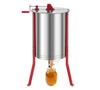 VEVOR Extracteur de Miel Manuel à 6 Cadres Centrifugeuse Séparateur Miel Acier Inox avec Couvercle Transparent, Support Réglable en Hauteur, Équipement d'Extraction de Nid d'Abeilles pour Apiculture