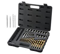 VEVOR Extracteur de Vis et Goujons 48 PCs 13 Extracteurs de Vis 19 Extracteurs de Boulons avec 16 Mèches HSS Tourne à Gauche Outils de Retrait de Vis Cassées avec Étui pour Enlever les Boulons Cassés