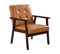 VEVOR Chaise d'accentuation Fauteuil avec cadre en bois massif & pieds antidérapants, chaises de loisirs rembourrées Chaise de salle à manger avec cuirPolyuréthaneet coussin moelleux, pour le salon Ch