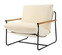VEVOR Fauteuil d'Appoint Moderne, Chaise de Salon avec Accoudoirs en Bois, Structure en Métal et Coussin Amovible, Chaise d’Accent Confortable, Meuble Décoratif pour Chambre, Bureau, Maison, Beige