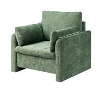 Fauteuil d'accentuation vert VEVOR, fauteuil lounge moderne rembourré avec accoudoirs, fauteuil en tissu avec coussin épais & dossier bombé, fauteuil individuel pour le salon chambre à coucher bureau 